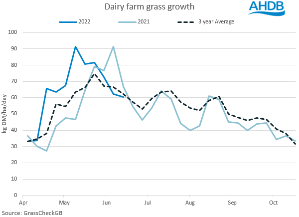 grass growth on dairy farms 2022